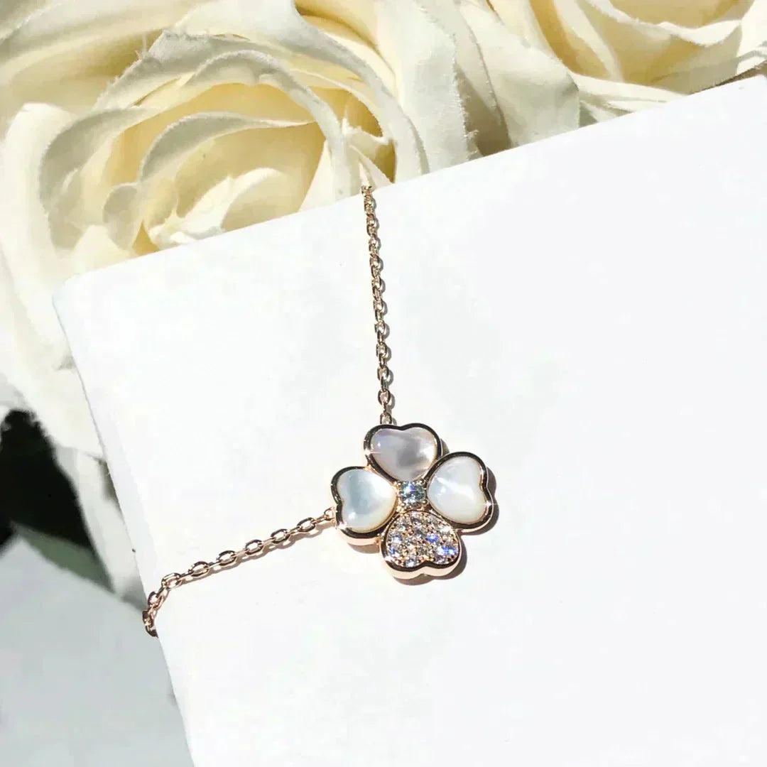 [TOPON]CLOVER MOP DIAMOND ROSE GOLD NECKLACE