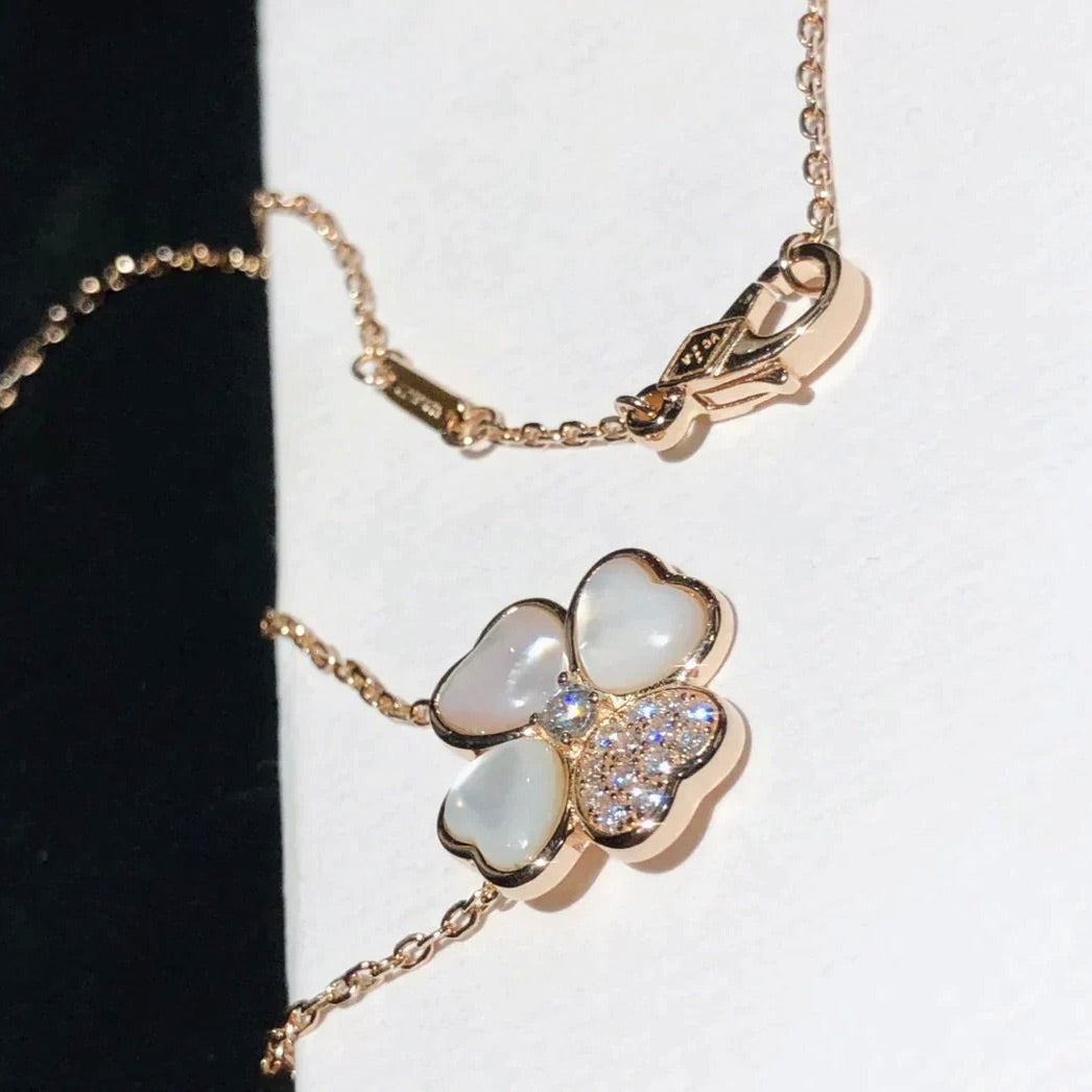 [TOPON]CLOVER MOP DIAMOND ROSE GOLD NECKLACE