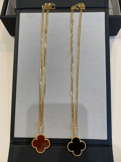 [TOPON]CLOVER 25MM NECKLACE GOLD CARNELIAN