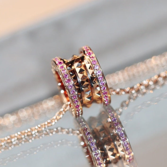 [TOPON]ZERO 1 ROCK PINK GOLD PINK DIAMOND NECKLACE