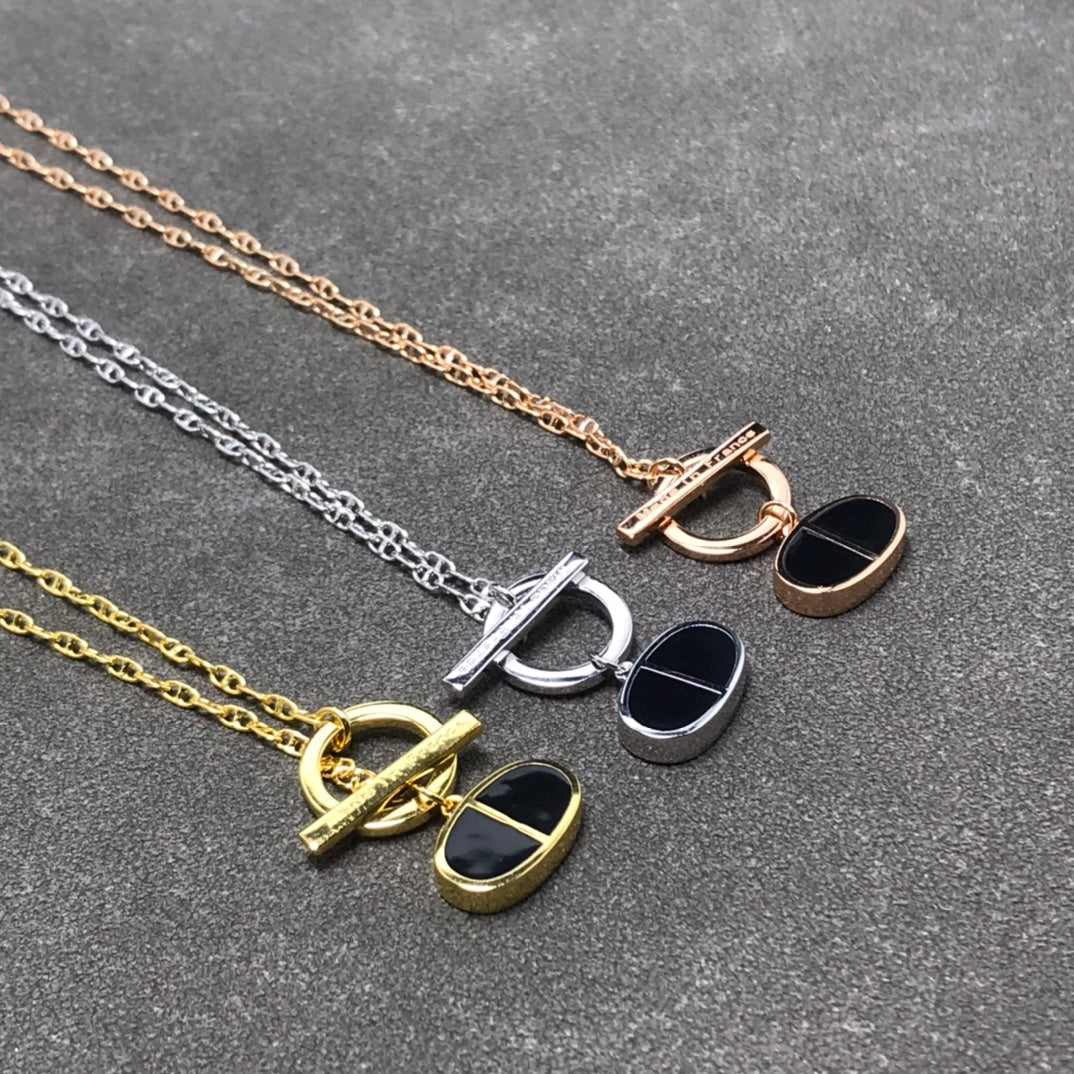 [TOPON]CHAINE VERSO BLACK CERAMIC SILVER NECKLACE