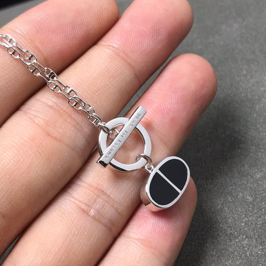 [TOPON]CHAINE VERSO BLACK CERAMIC SILVER NECKLACE