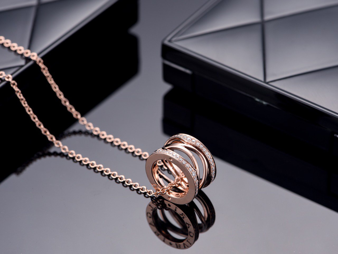 [TOPON]ZERO 1 PINK GOLD DIAMOND OPEN NECKLACE