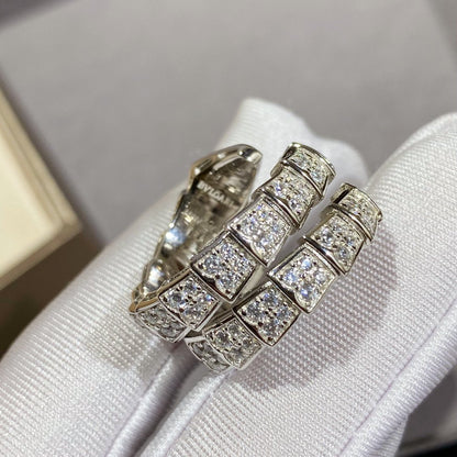 [TOPON]SERPENTI DOUBLE RING SILVER DIAMOND PAVED