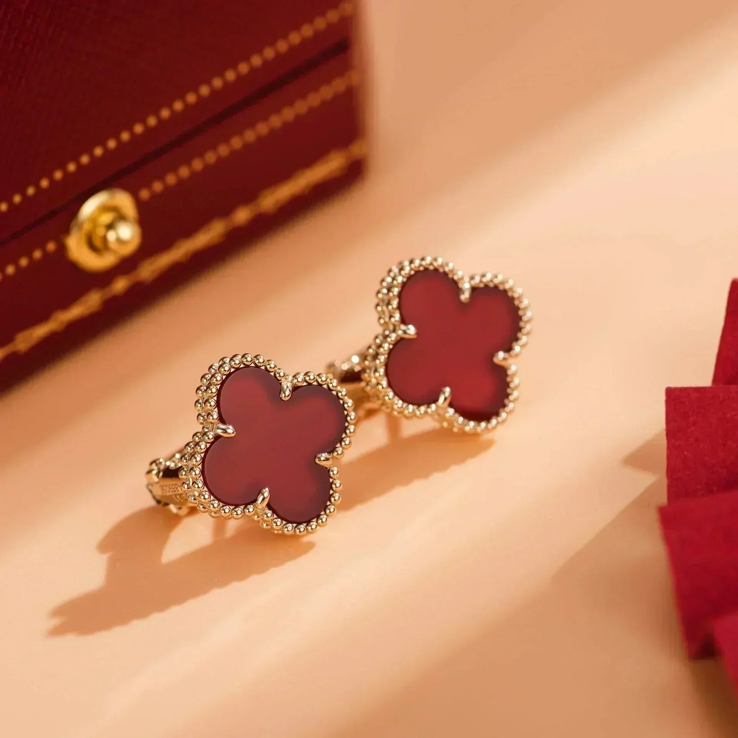 [TOPON]CLOVER MEDIUM 1 MOTIFS CARNELIAN  EARRINGS