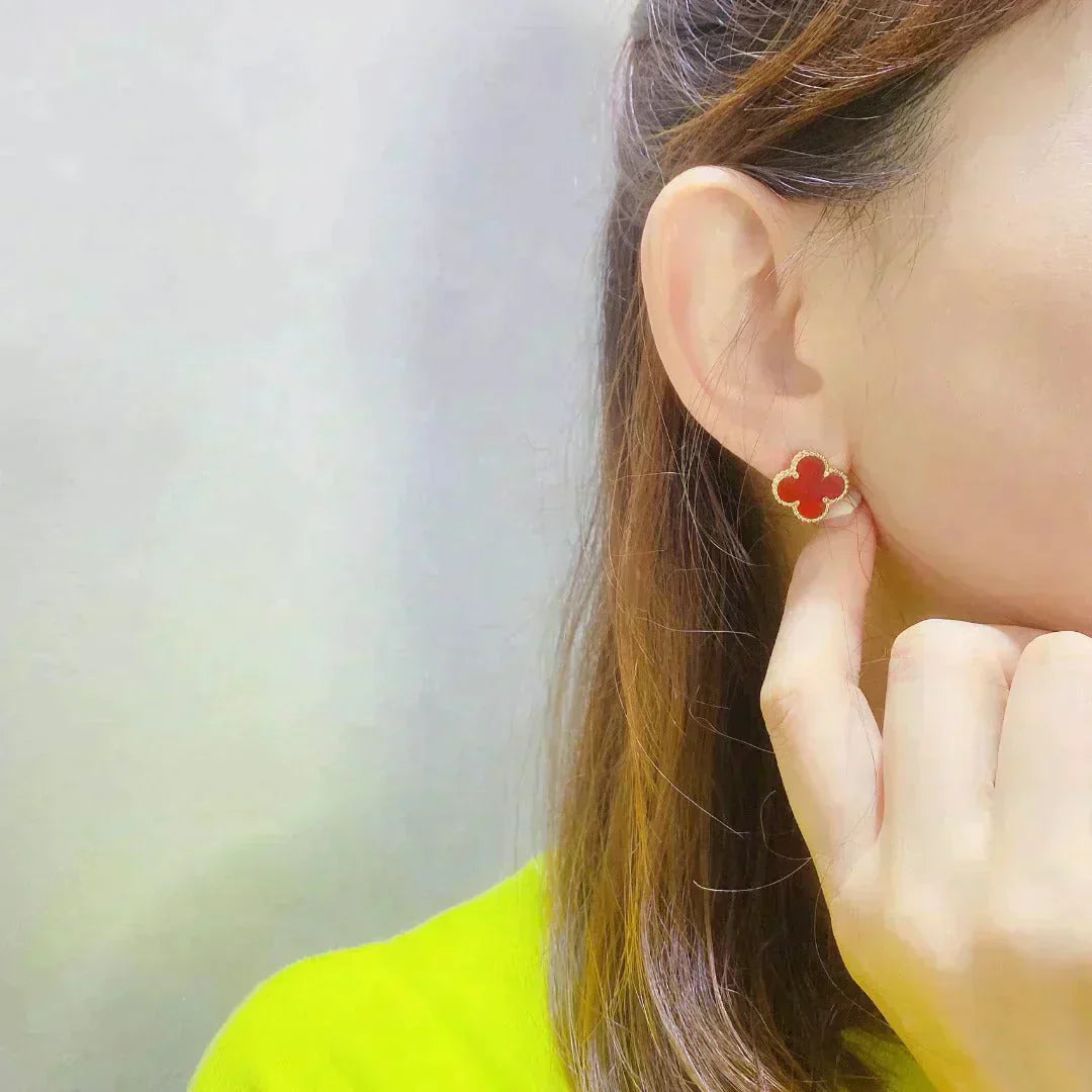 [TOPON]CLOVER MEDIUM 1 MOTIFS CARNELIAN  EARRINGS