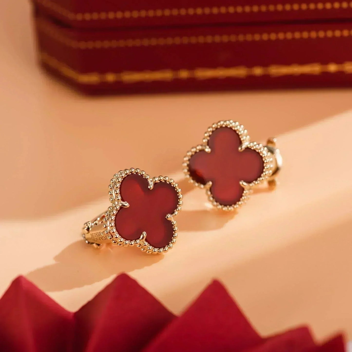 [TOPON]CLOVER MEDIUM 1 MOTIFS CARNELIAN  EARRINGS