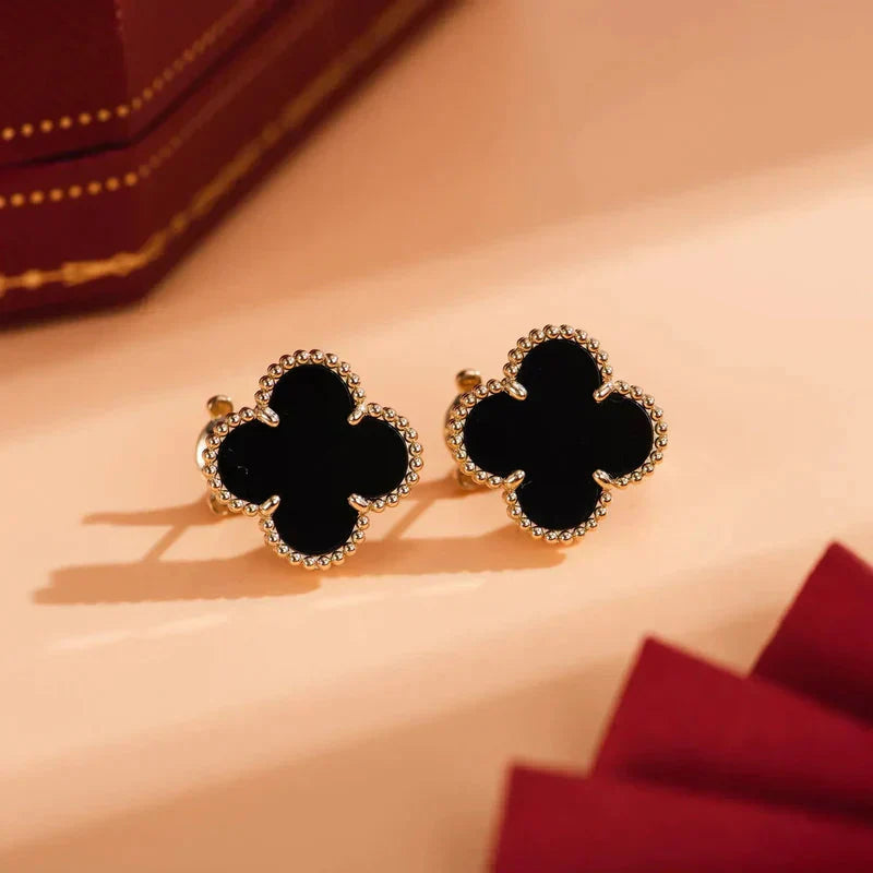 [TOPON]CLOVER MEDIUM 1 MOTIFS  ONYX STUD EARRINGS