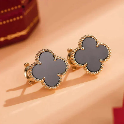 [TOPON]CLOVER MEDIUM 1 MOTIFS  ONYX STUD EARRINGS