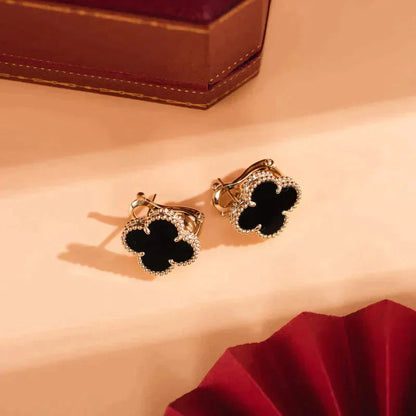 [TOPON]CLOVER MEDIUM 1 MOTIFS  ONYX STUD EARRINGS