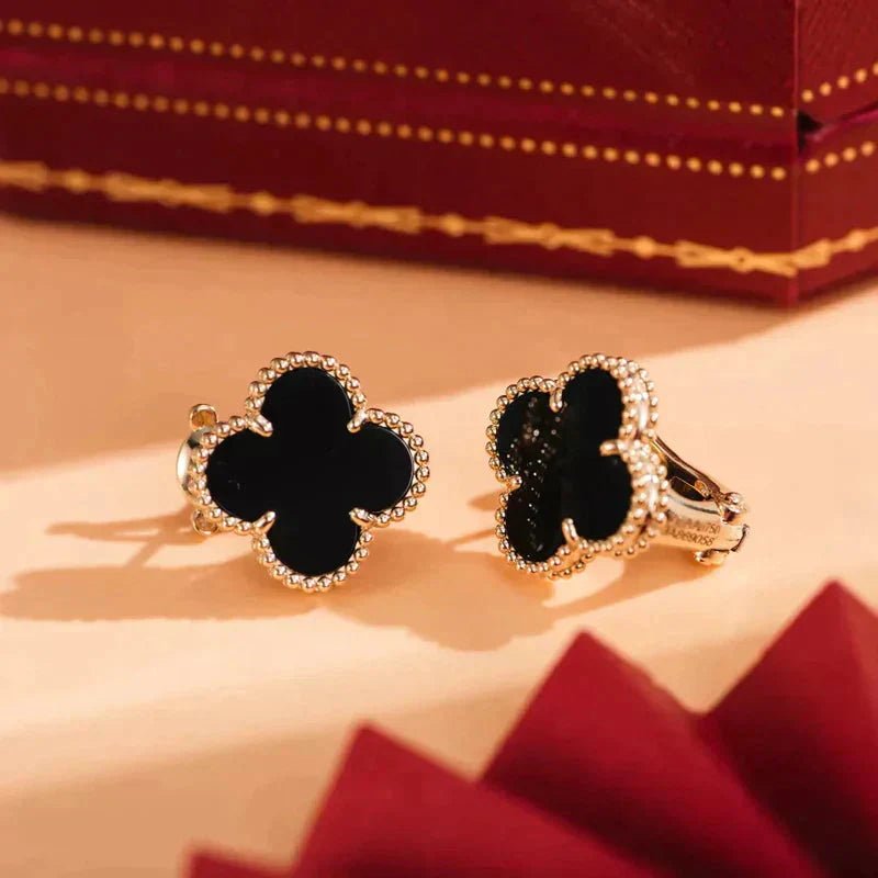 [TOPON]CLOVER MEDIUM 1 MOTIFS  ONYX STUD EARRINGS