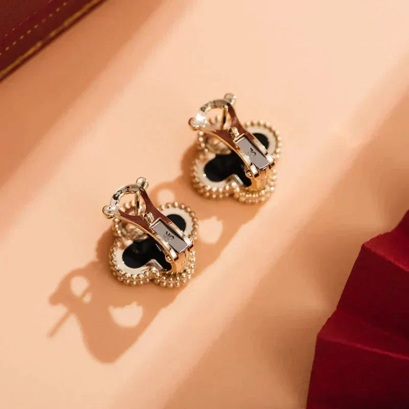 [TOPON]CLOVER MEDIUM 1 MOTIFS  ONYX STUD EARRINGS