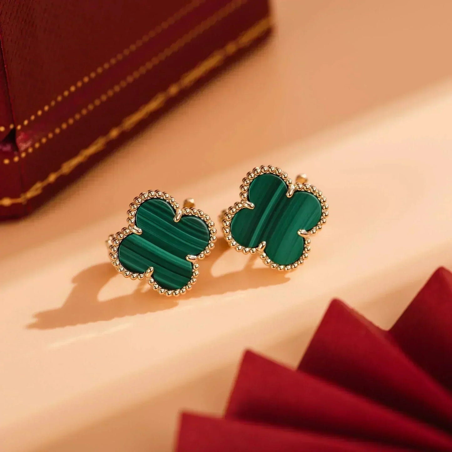 [TOPON]CLOVER MEDIUM 1 MOTIFS MALACHITE  EARRINGS