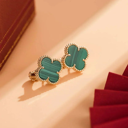 [TOPON]CLOVER MEDIUM 1 MOTIFS MALACHITE  EARRINGS