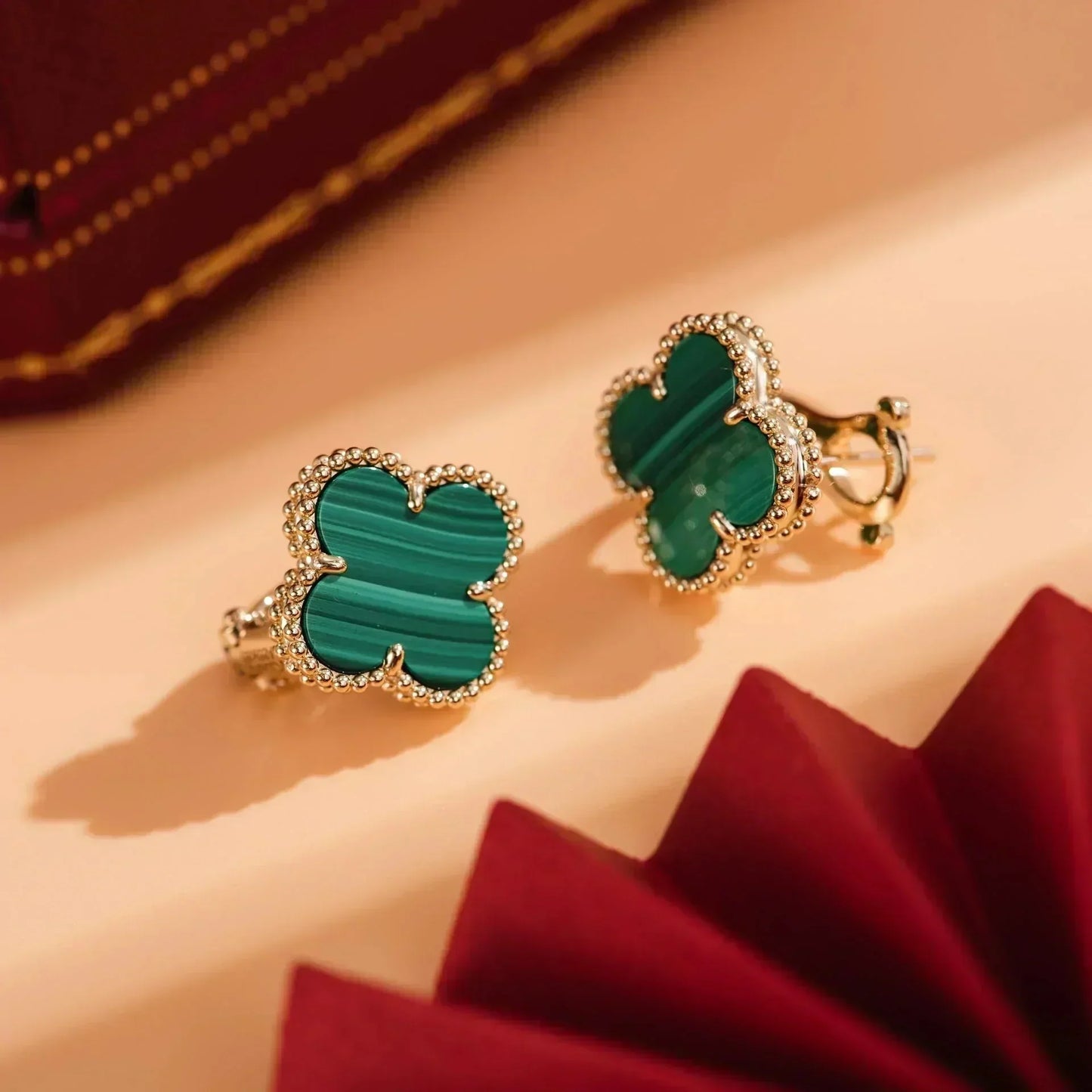 [TOPON]CLOVER MEDIUM 1 MOTIFS MALACHITE  EARRINGS