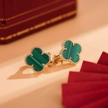 [TOPON]CLOVER MEDIUM 1 MOTIFS MALACHITE  EARRINGS