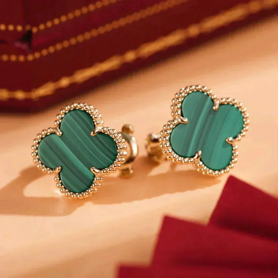 [TOPON]CLOVER MEDIUM 1 MOTIFS MALACHITE  EARRINGS