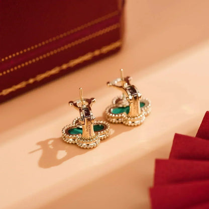 [TOPON]CLOVER MEDIUM 1 MOTIFS MALACHITE  EARRINGS