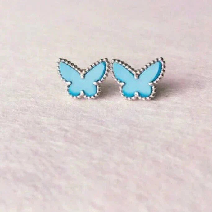 [TOPON]BUTTERFLY TURQUOISE EARRINGS SILVER