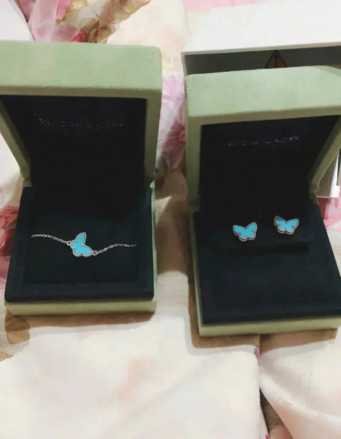 [TOPON]BUTTERFLY TURQUOISE EARRINGS SILVER