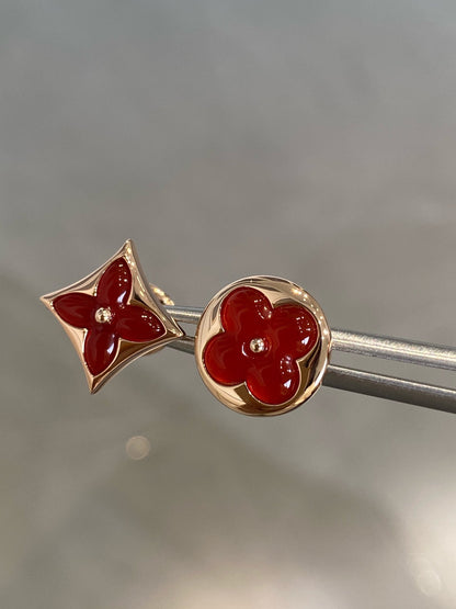 [TOPON]STAR AND SUN PINK GOLD CARNELIAN STUD EARRINGS