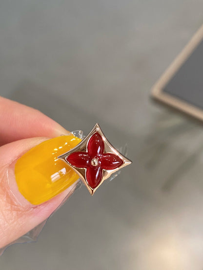 [TOPON]STAR AND SUN PINK GOLD CARNELIAN STUD EARRINGS