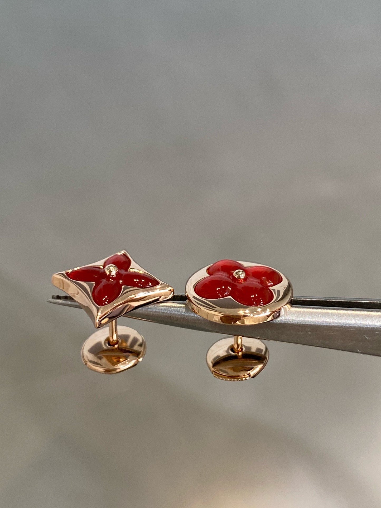 [TOPON]STAR AND SUN PINK GOLD CARNELIAN STUD EARRINGS