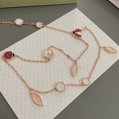 [TOPON]LUCKY SPRING 15 MOTIFS ROSE GOLD NECKLACE