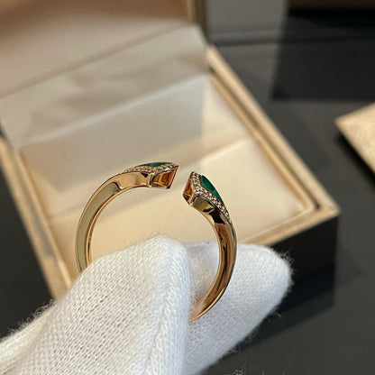 [TOPON]DREAM MALACHITE DIAMOND OPEN RING