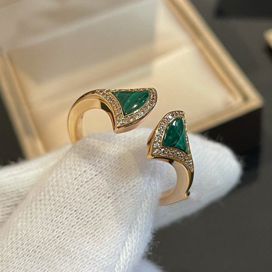 [TOPON]DREAM MALACHITE DIAMOND OPEN RING