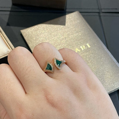 [TOPON]DREAM MALACHITE DIAMOND OPEN RING