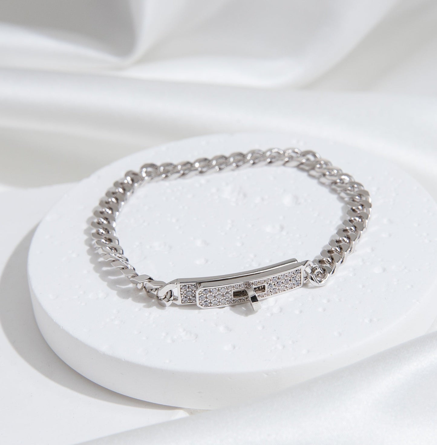 [TOPON]KELLY CHAIN SILVER DIAMOND BRACELET