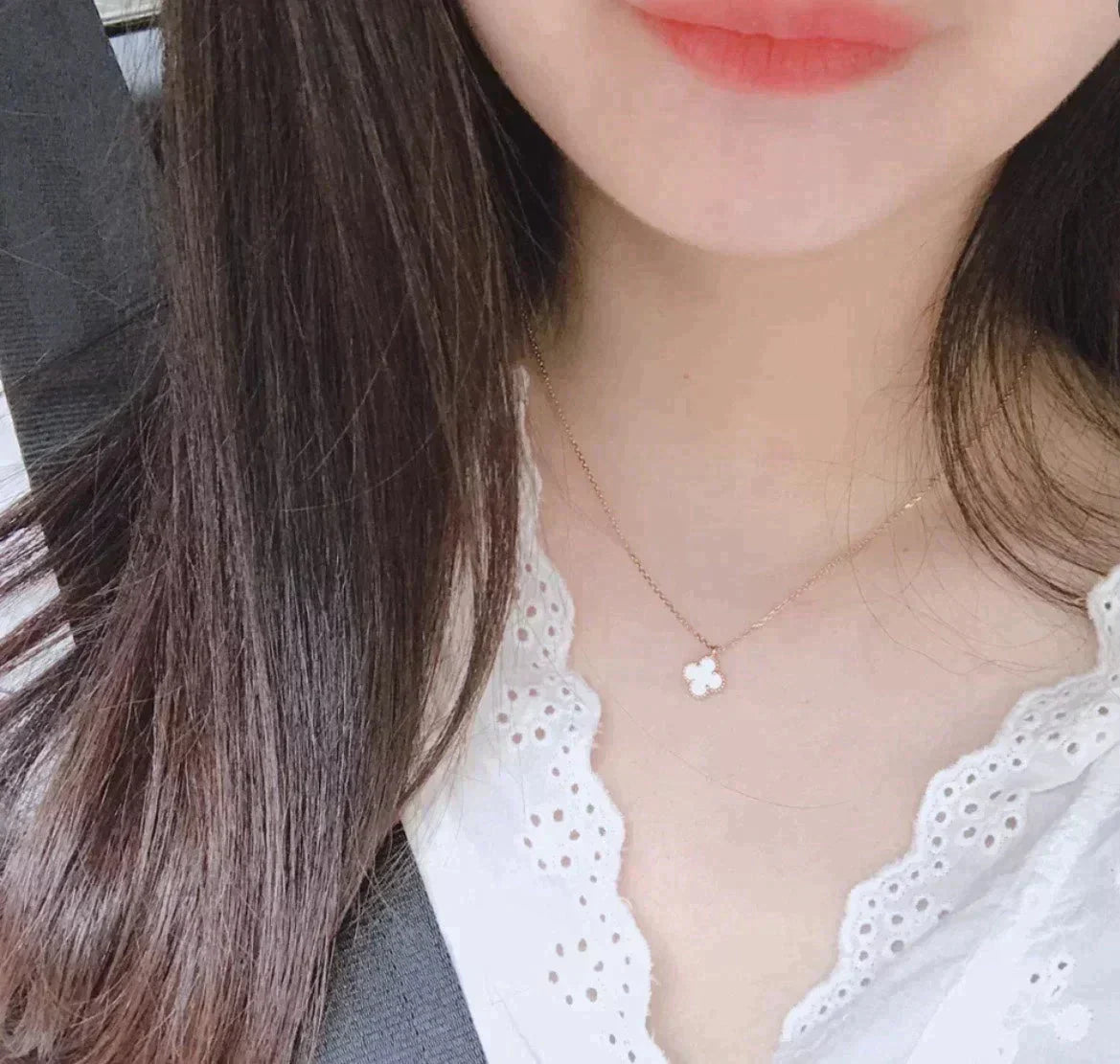 [TOPON]CLOVER MINI 9.5MM WHITE MOTHER-OF-PEARL NECKLACE