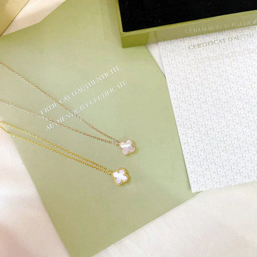 [TOPON]CLOVER MINI 9.5MM WHITE MOTHER-OF-PEARL NECKLACE