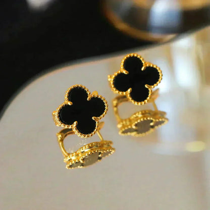 [TOPON]CLOVER MEDIUM 1 MOTIFS  ONYX STUD EARRINGS