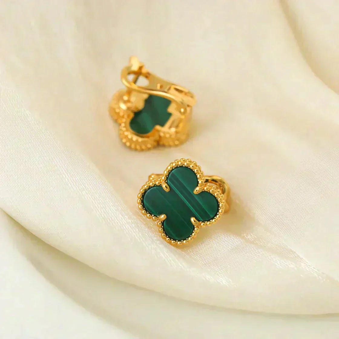 [TOPON]CLOVER MEDIUM 1 MOTIFS MALACHITE  EARRINGS