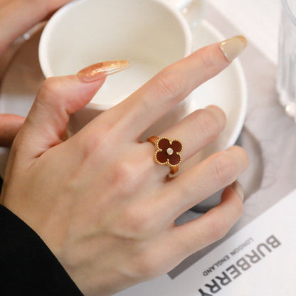 [TOPON]CLOVER CARNELIAN RING ROSE GOLD DIAMOND