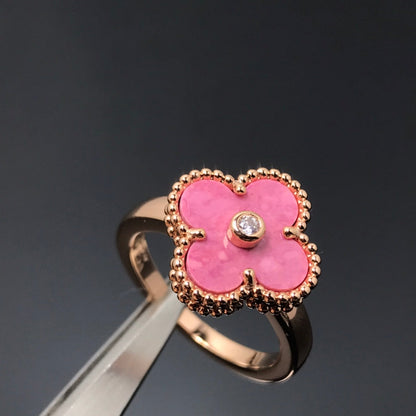 [TOPON]CLOVER RHODONITE ROSE GOLD RING