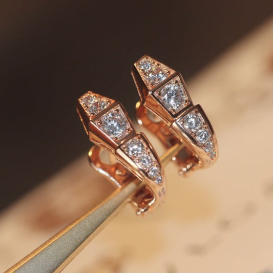 [TOPON]SERPENT PINK GOLD DIAMOND EARRINGS