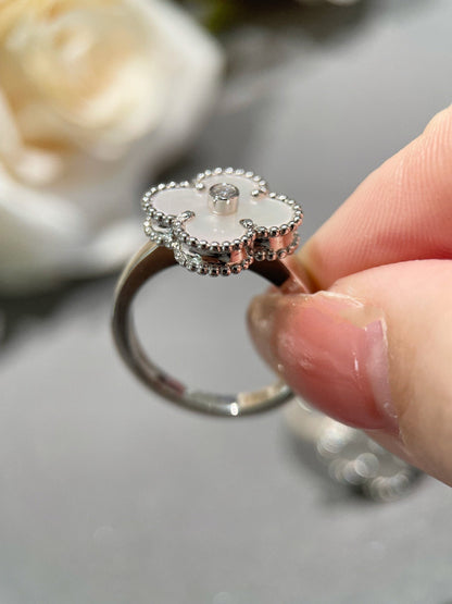 [TOPON]CLOVER SILVER MOP DIAMOND RING