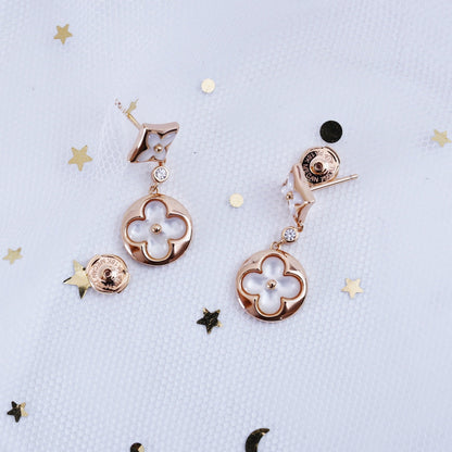 [TOPON]STAR AND SUN PINK GOLD MOP DROP EARRINGS