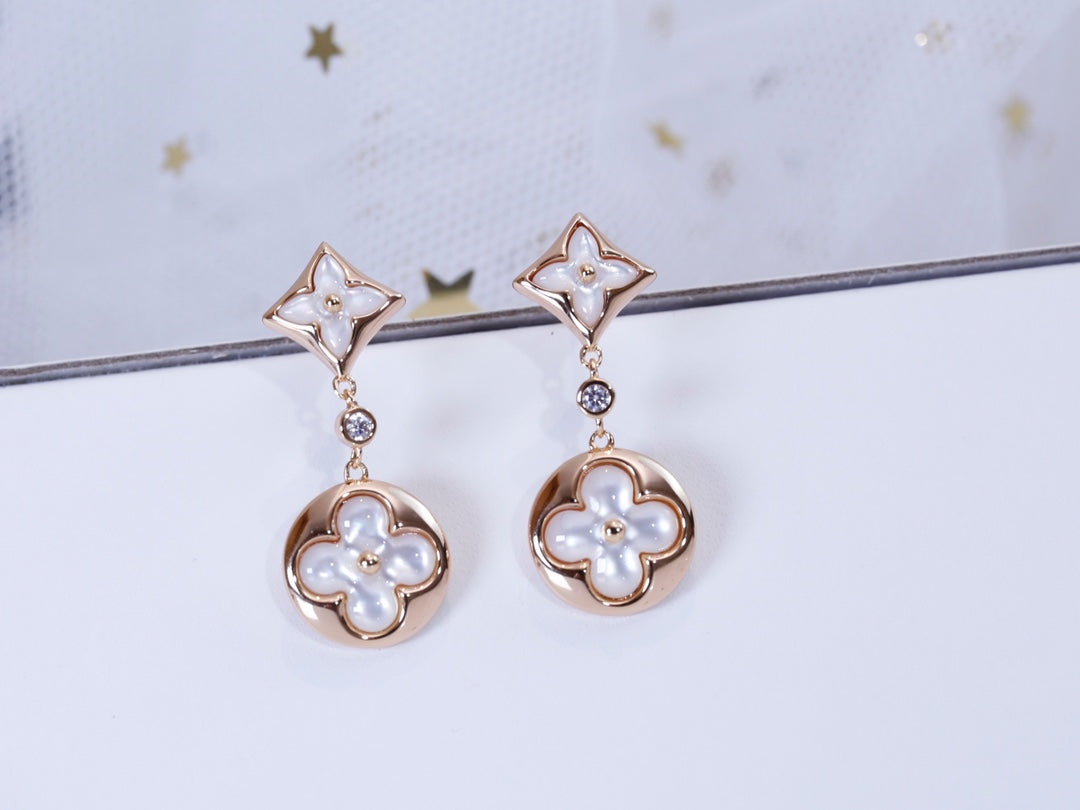 [TOPON]STAR AND SUN PINK GOLD MOP DROP EARRINGS