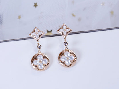 [TOPON]STAR AND SUN PINK GOLD MOP DROP EARRINGS