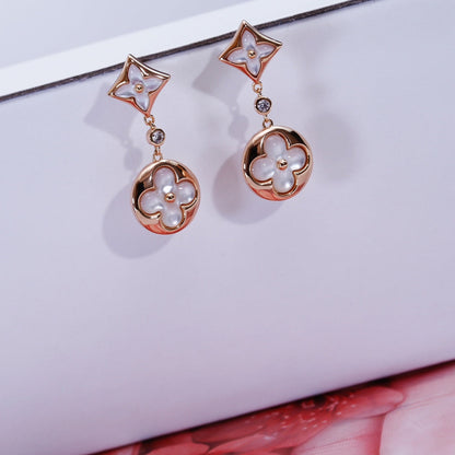 [TOPON]STAR AND SUN PINK GOLD MOP DROP EARRINGS