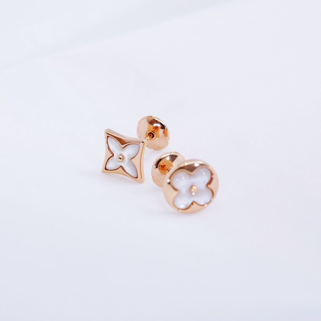 [TOPON]STAR AND SUN PINK GOLD MOP STUD EARRINGS