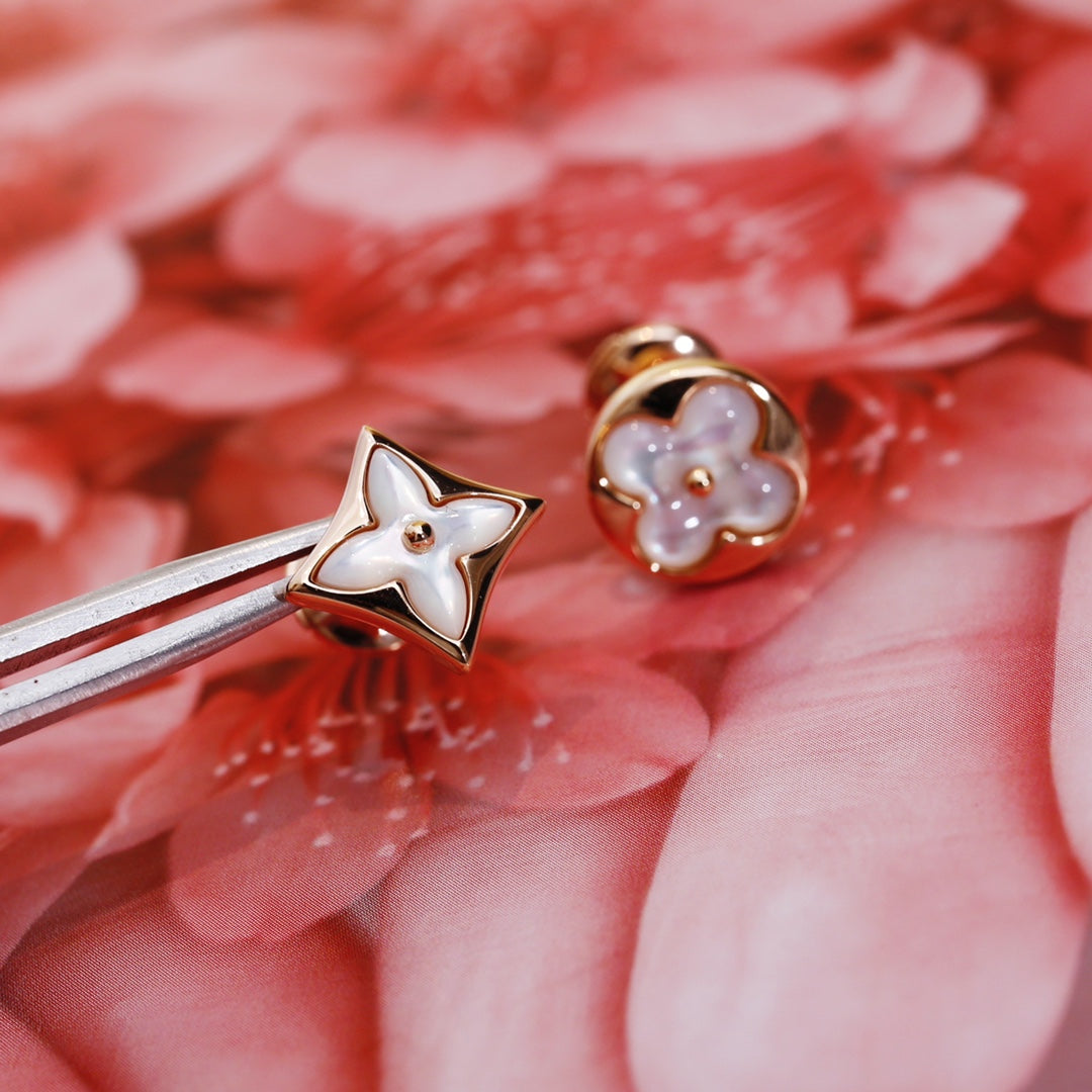 [TOPON]STAR AND SUN PINK GOLD MOP STUD EARRINGS