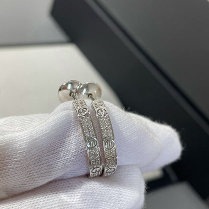 [TOPON]LOVE DIAMOND SILVER HOOP EARRINGS