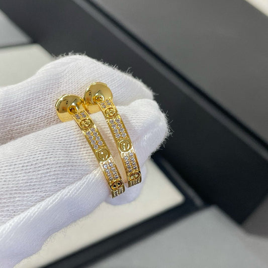 [TOPON]LOVE DIAMOND GOLD HOOP EARRINGS