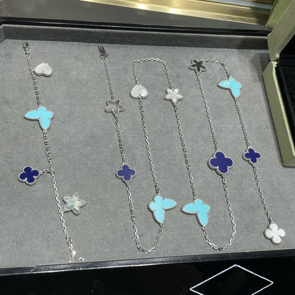 [TOPON]LUCKY CLOVER SILVER 11 MOTIF NECKLACE