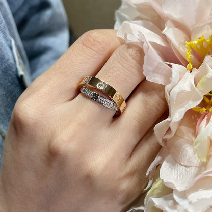 [TOPON]LOVE PINK GOLD SILVER DIAMOND DOUBLE RING